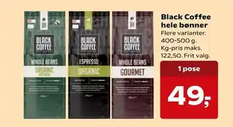 SuperBrugsen Black Coffee hele bønner tilbud