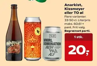 SuperBrugsen Anarkist, Kissmeyer eller TO øl tilbud