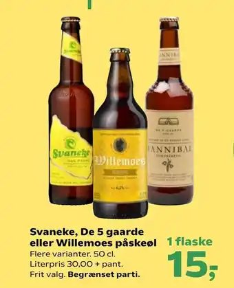 SuperBrugsen Svaneke, De 5 gaarde eller Willemoes påskeøl tilbud
