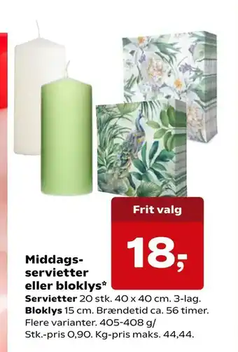 SuperBrugsen Middagsservietter eller bloklys tilbud
