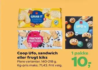 SuperBrugsen Coop Ufo, sandwich eller frugt kiks tilbud