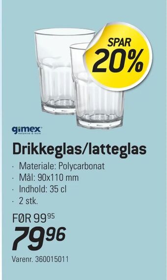 Thansen Drikkeglas/latteglas tilbud