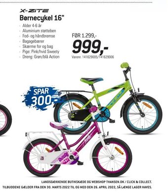 Thansen Børnecykel 16" tilbud