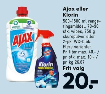 Bilka Ajax eller Klorin tilbud