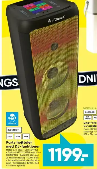 Bilka Party højttaler med DJ-funktioner tilbud