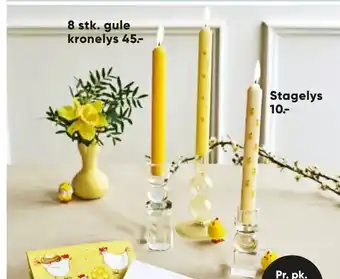 Bilka 8 stk. gule kronelys tilbud
