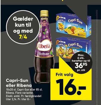 Bilka Capri-Sun eller Ribena tilbud