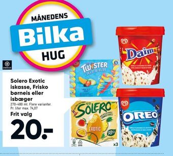 Bilka Solero Exotic iskasse, Frisko børneis eller isbæger tilbud