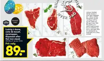 Bilka Ludvig t-bone, cote de bouef, nyretapper, flapmeat eller flat iron steak tilbud