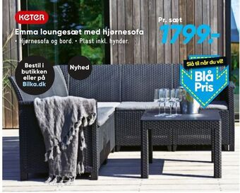 Bilka Emma loungesæt med hjørnesofa tilbud