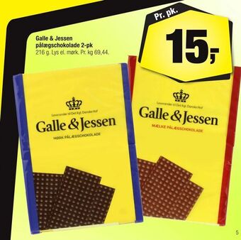Calle Galle & Jessen pålægschokolade 2-pk tilbud