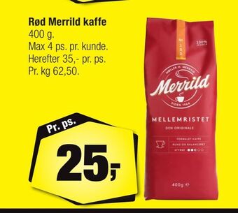 Calle Rød Merrild kaffe tilbud