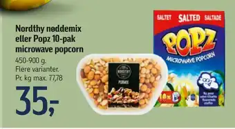 Føtex Nordthy nøddemix eller Popz 10-pak microwave popcorn tilbud