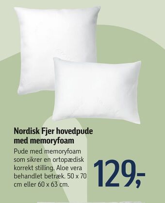 Føtex Nordisk Fjer hovedpude med memoryfoam tilbud