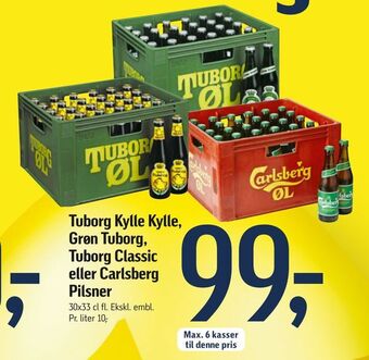 Føtex Tuborg Kylle Kylle, Grøn Tuborg, Tuborg Classic eller Carlsberg Pilsner tilbud