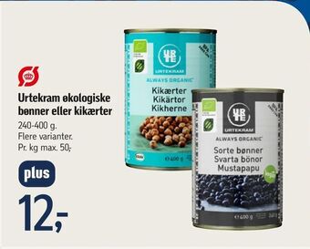 Føtex Urtekram økologiske bønner eller kikærter tilbud