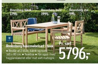 Føtex Rosenborg havemøbelsæt - teak tilbud