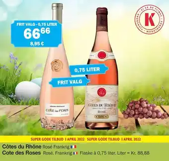 Købmandsgården Côtes du Rhône Cote des Roses tilbud