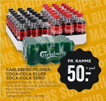 MENY Carlsberg pilsner, coca-cola eller coca-cola zero tilbud
