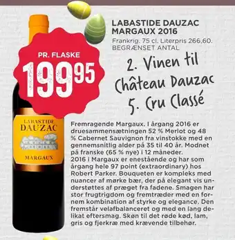 MENY Labastide dauzac margaux 2016 tilbud