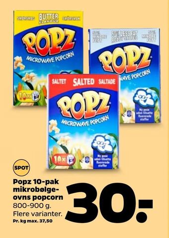 Netto Popz 10-pak mikrobølgeovns popcorn tilbud