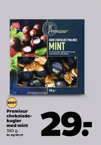 Netto Premieur chokolade kugler med mint tilbud