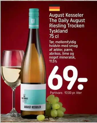 REMA 1000 August Kesseler The Daily August Riesling Trocken Tyskland tilbud