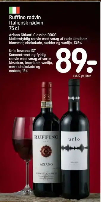 REMA 1000 Ruffino rødvin Italiensk rødvin tilbud