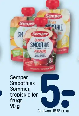 REMA 1000 Semper Smoothies Sommer, tropisk eller frugt tilbud