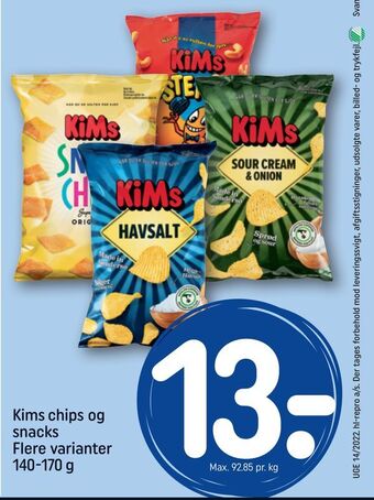 REMA 1000 Kims chips og snacks tilbud