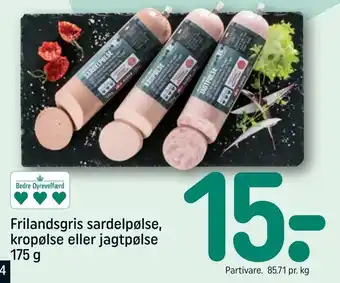 REMA 1000 Frilandsgris sardelpølse, kropølse eller jagtpølse tilbud