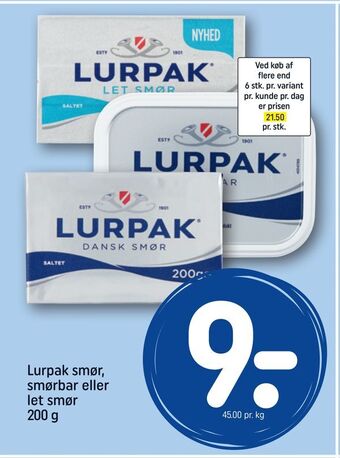 REMA 1000 Lurpak smør, smørbar eller let smør tilbud