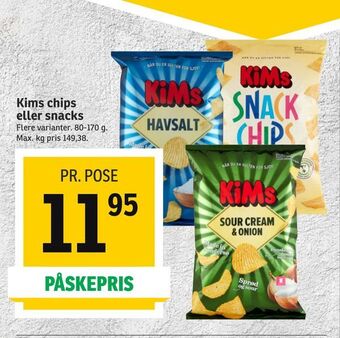 SPAR Kims chips eller snacks tilbud