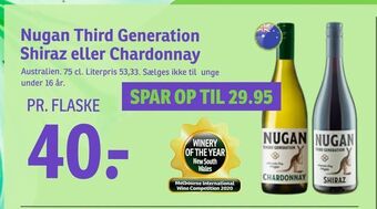 SPAR Nugan Third Generation Shiraz eller Chardonnay tilbud