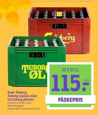 SPAR Grøn Tuborg, Tuborg classic eller Carlsberg pilsner tilbud