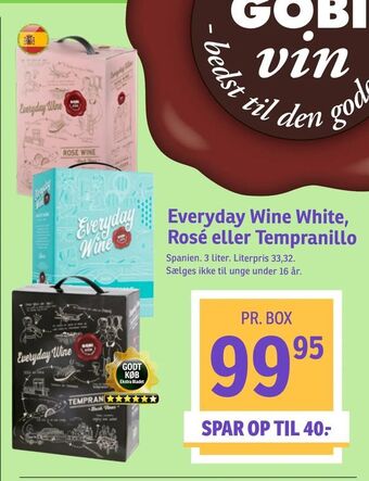 SPAR Everyday Wine White, Rosé eller Tempranillo tilbud