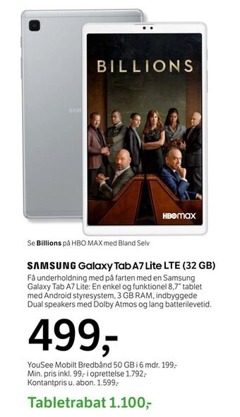 YouSee Samsung galaxy tab a7 lite lte (32 gb) tilbud