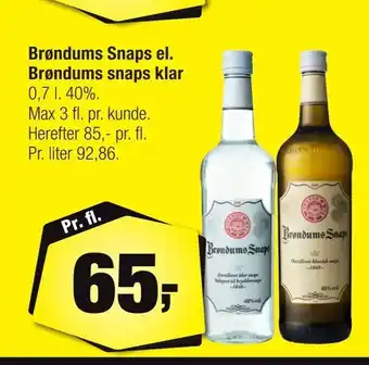 Calle Brøndums Snaps el. Brøndums snaps klar tilbud