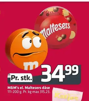Fleggaard M&M's el. Maltesers dåse tilbud