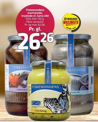 Fleggaard Fiskemandens marinerede, krydrede el. karry sild tilbud