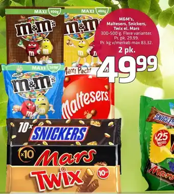 Fleggaard M&M's, Maltesers, Snickers, Twix el. Mars tilbud