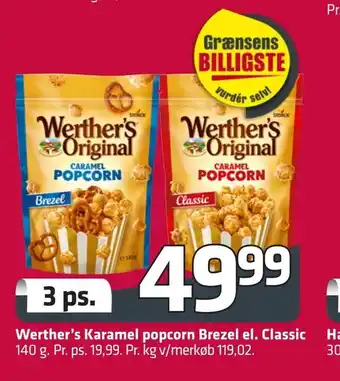 Fleggaard Werther's Karamel popcorn Brezel el. Classic tilbud