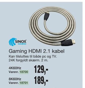Harald Nyborg Gaming HDMI 2,1 kabel tilbud