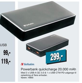 Harald Nyborg Powerbank quickcharge 20000 mAh tilbud