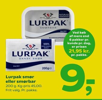Coop 365 Lurpak smør eller smørbar tilbud