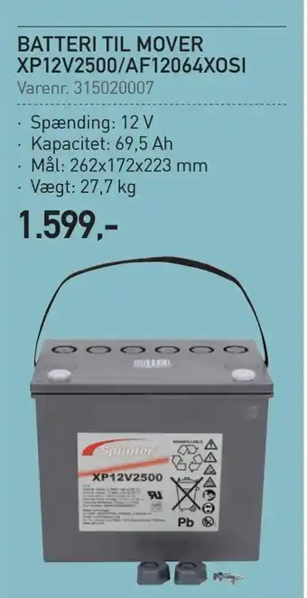 Thansen Batteri til mover xp12v2500/af12064xosi tilbud