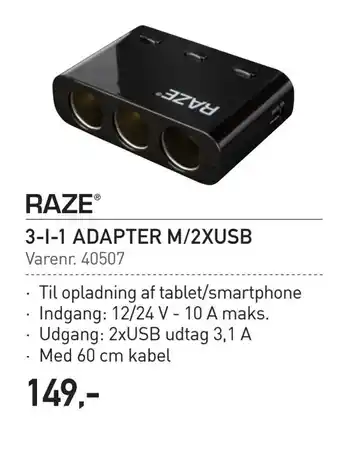 Thansen 3-i-1 adapter m/2xusb tilbud