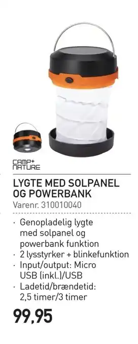 Thansen Lygte med solpanel og powerbank tilbud