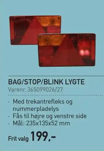 Bag/stop/blink lygte