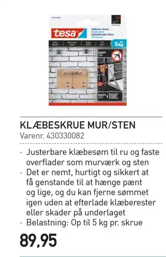 Klæbeskrue mur/sten